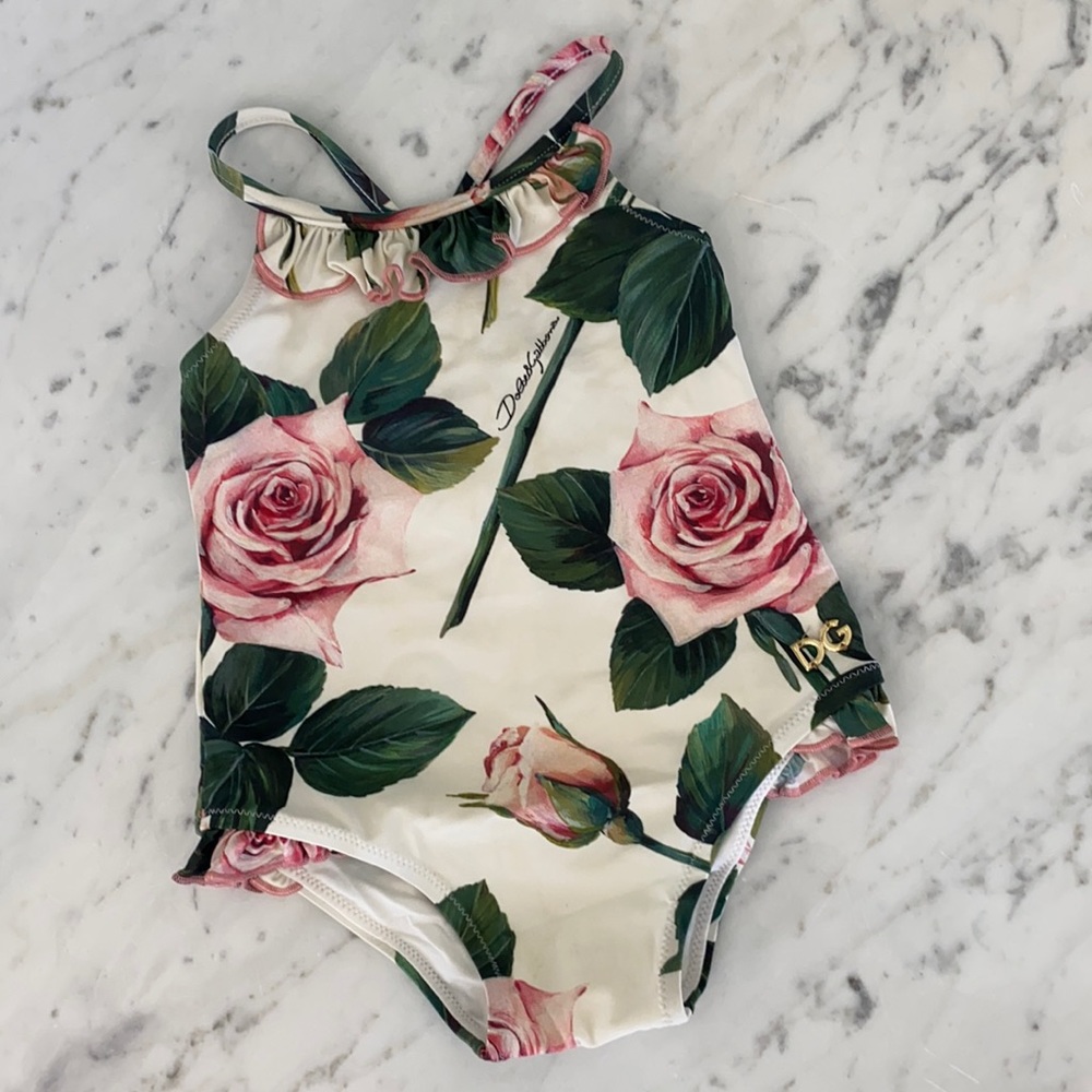Dolce and Gabbana one piece iconic floral swimsuit 6-9 month